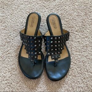 Croft & Barrow Women’s Black Leather Studded Gladiator Sandals